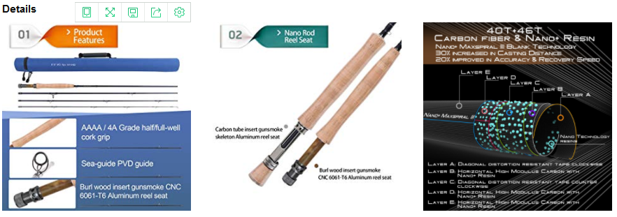 Maxcatch Fly Fishing Rod Reel Seat CNC Machined Aluminum and Burl Wood