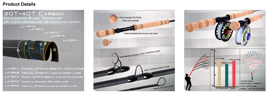 SkyTouch Spey/Switch Travel Fly Fishing Rod - 7 Wt. - 11 Ft. - 5 Sections  (w/Spare Tip) Carbon Fiber, With Sleeve, Tube and with Changeable Fighting