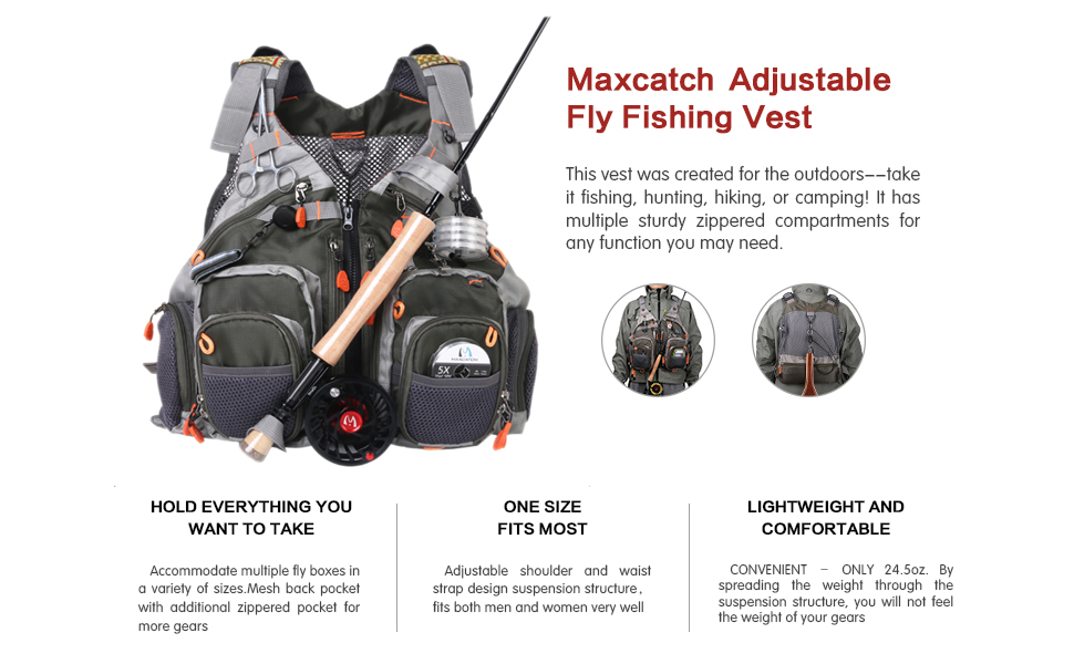 Maxcatch Fly Fishing Vest Mesh Vest Adjustable Size