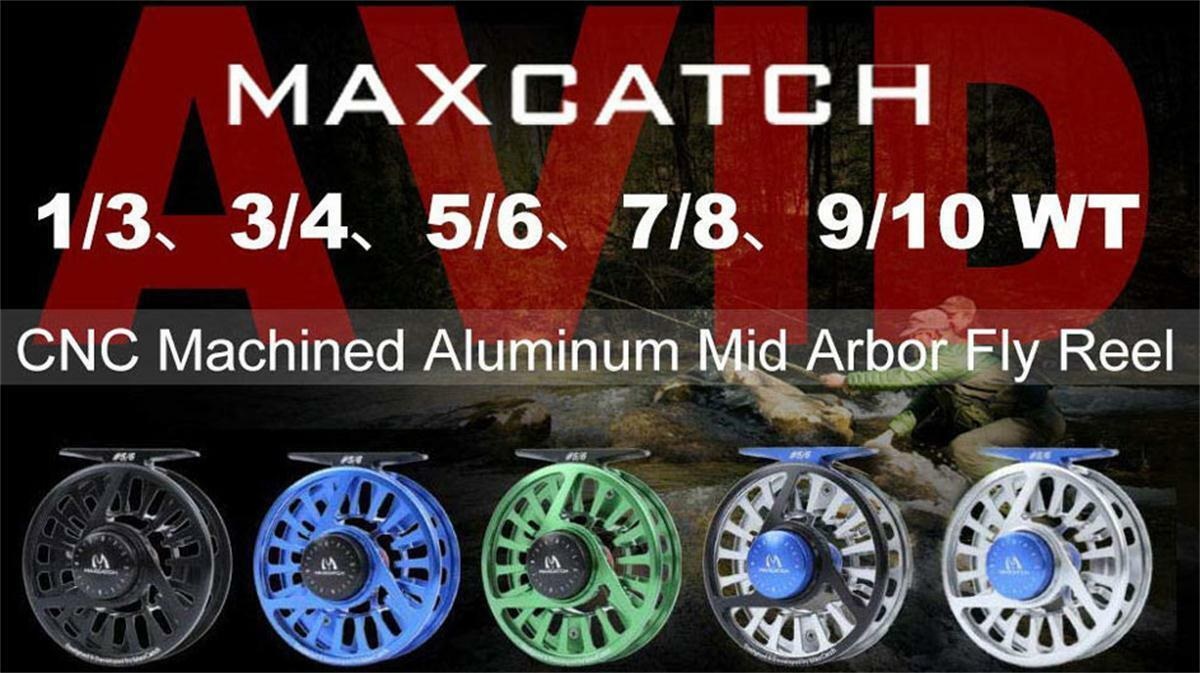 Maxcatch Avid Fly Reel with CNC-machined Aluminum Alloy Body fly fishing reel 1/3 9/10wt Sliver, Black, Green, Blue 7/8 5/6 3/4 