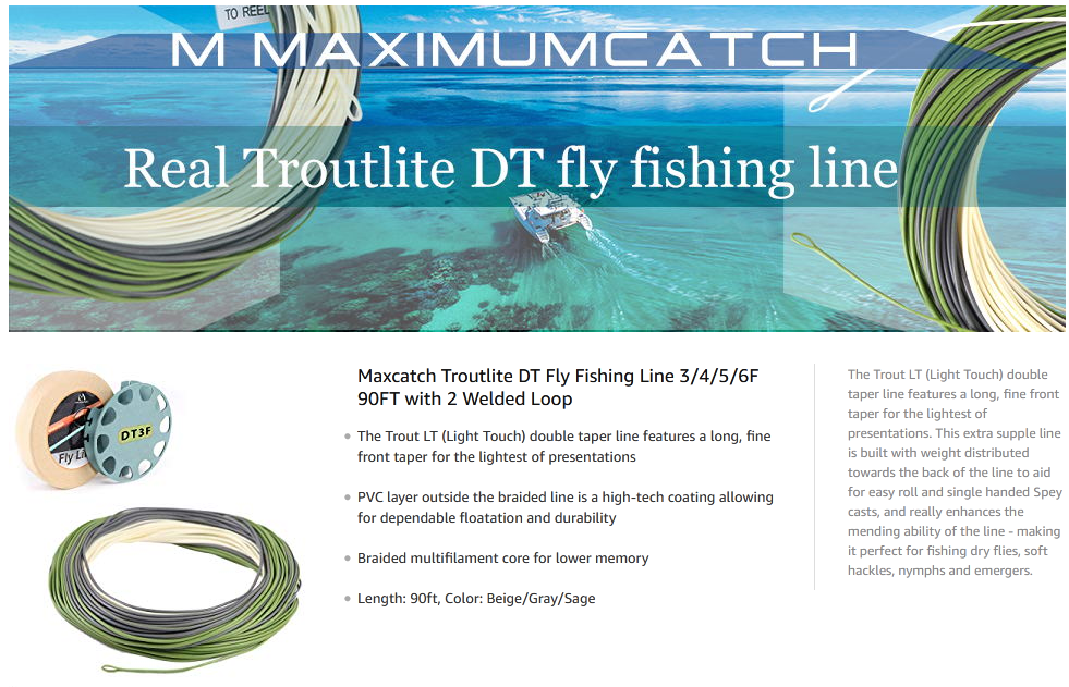 Maxcatch Troutlite DT Fly Fishing Line 3/4/5/6F 90FT with 2 Welded Loop 