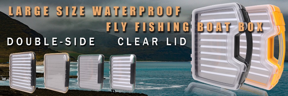 Double Side Waterproof Fly Fishing Box Slit/Easy-Grip Foam Clear Lid Fly Box  Large Streamer Fishing Tackle Suitcase