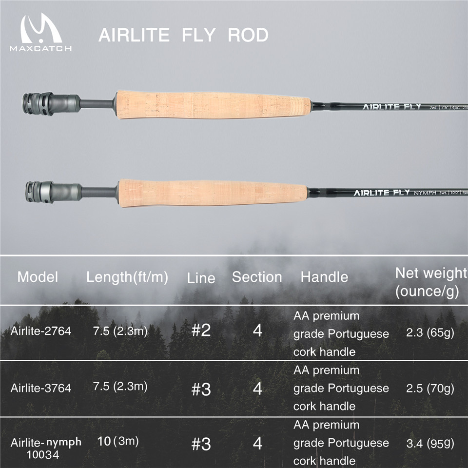 Top Grade Airlite 7'6'' Fly Fishing Rod Super Light Graphite Carbon ...